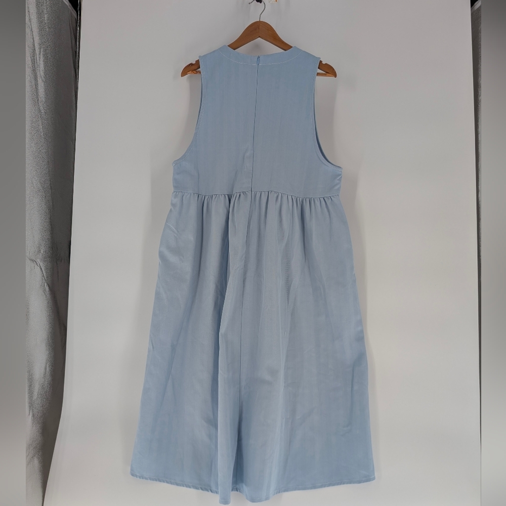 OLIVE Casual Blue Sleeveless Contemporary Cottage core Neutral Maxi Sundress L - Picture 4 of 13